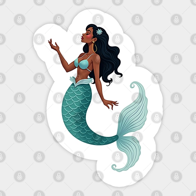 Black Mermaid Sticker by UrbanLifeApparel
